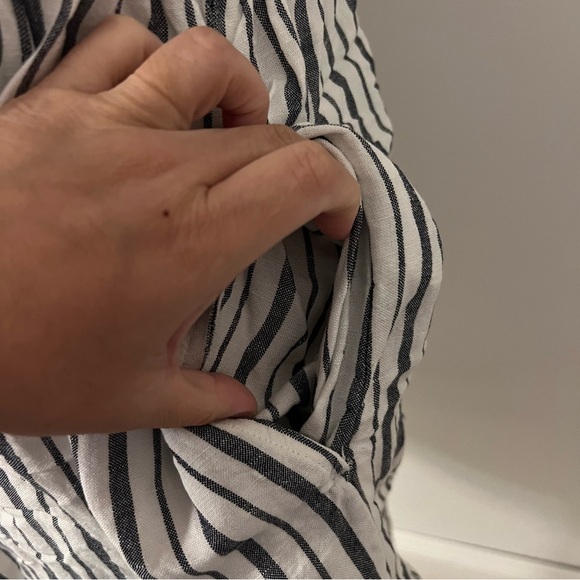 Esmara Dress Black & White Striped Linen Blend Viscose Short Sleeves Dress - Picture 4 of 9